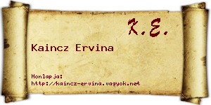 Kaincz Ervina névjegykártya